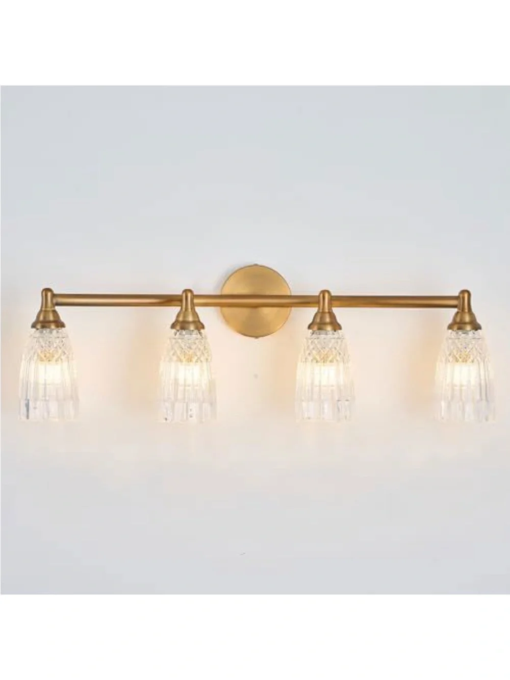 Brushed Brass 4-Light Vanity Sconce with Clear Crystal Shades